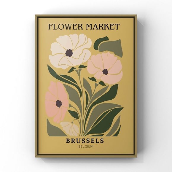Flower Market Brussels, Aesthetic Abstract Floral Boho Digital Wall Art Print - Picture 3 of 4
